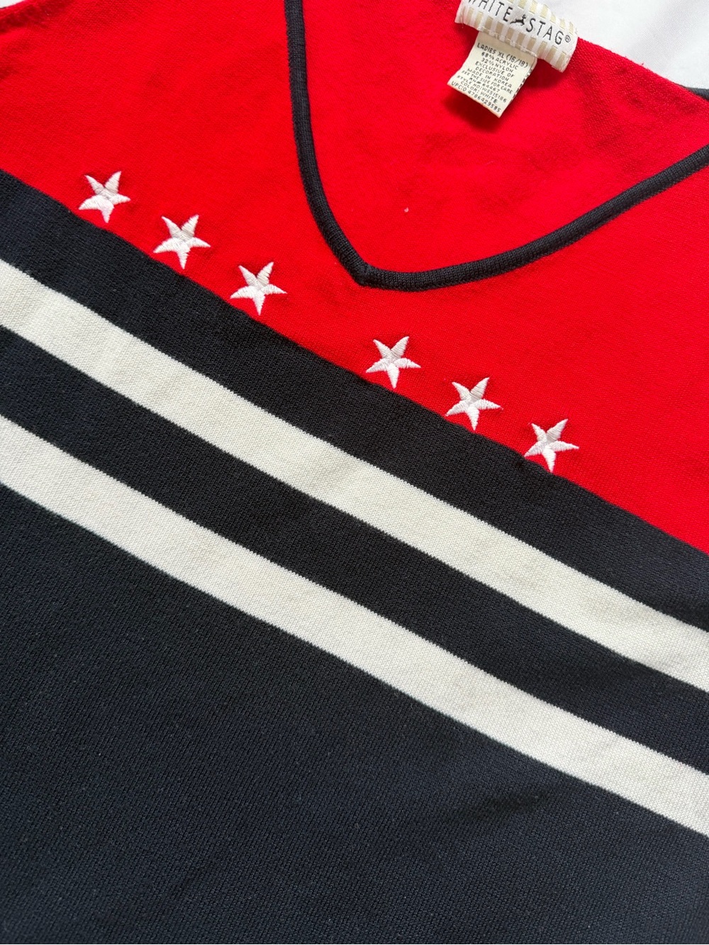 Vtg White Stag Patriotic Sweater Vest XL Knit Tank Top Americana Stars July 4 - Picture 3 of 7